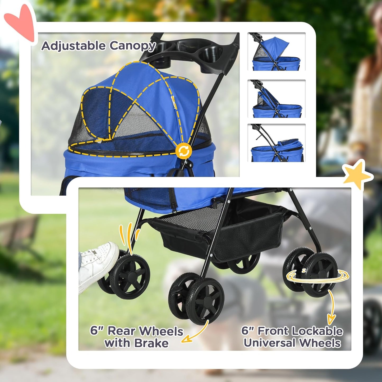 PawHut Folding Dog Stroller