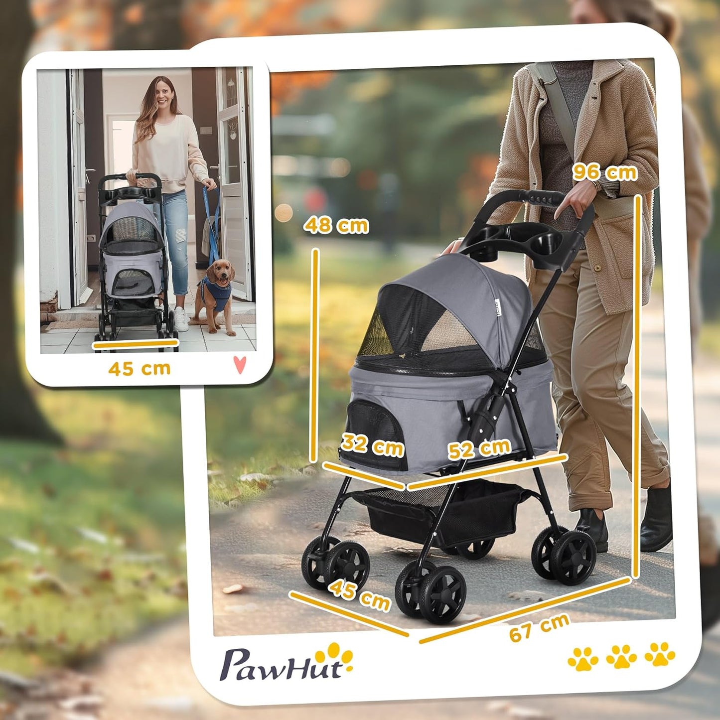 PawHut Folding Dog Stroller