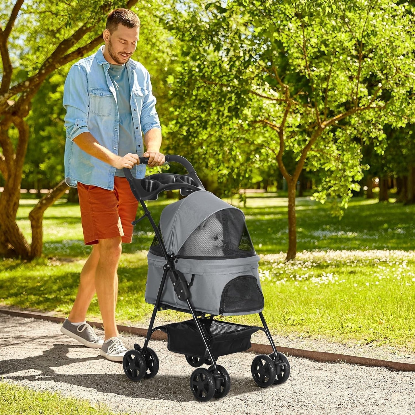 PawHut Folding Dog Stroller